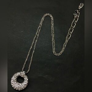 YSL Silver Tone Pendant Necklace